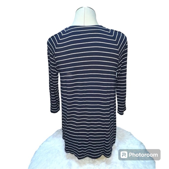 J. Jill Wearever Collection Navy & White Stripe Blouse Top Women's Size S - Picture 2 of 9